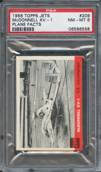 1956 TOPPS JETS 209 McDONNELL XV-1 PLANE FACTS PSA NM-MT 8