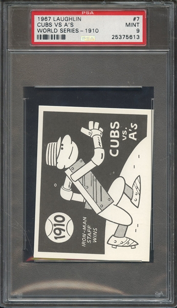 1967 LAUGHLIN WORLD SERIES 7 CUBS VS A'S WORLD SERIES-1910 PSA MINT 9