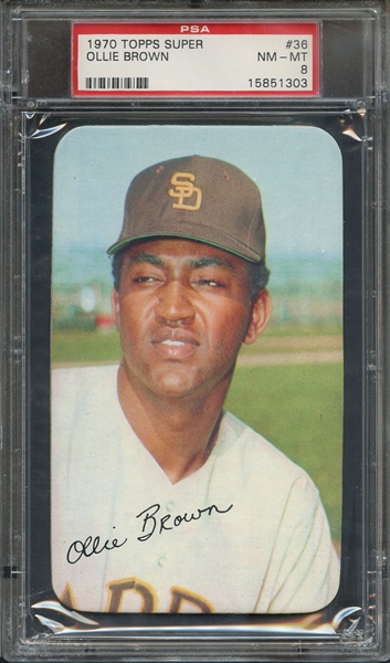 1970 TOPPS SUPER 36 OLLIE BROWN PSA NM-MT 8