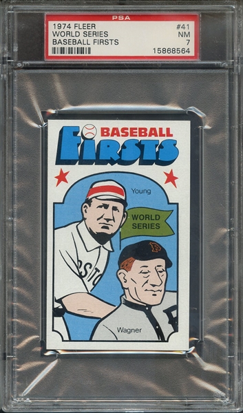 1974 FLEER BASEBALL FIRSTS 41 WORLD SERIES BASEBALL FIRSTS PSA NM 7