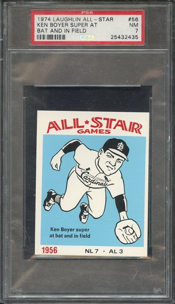 1974 LAUGHLIN ALL-STAR 56 KEN BOYER SUPER AT BAT AND IN FIELD PSA NM 7