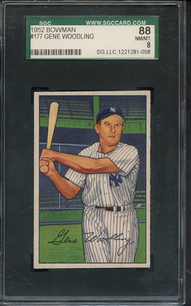 1952 BOWMAN 177 GENE WOODLING SGC NM/MT 88 / 8