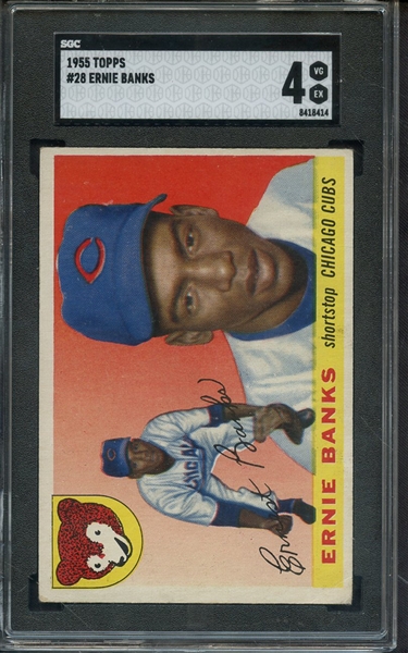 1955 TOPPS 28 ERNIE BANKS SGC VG-EX 4