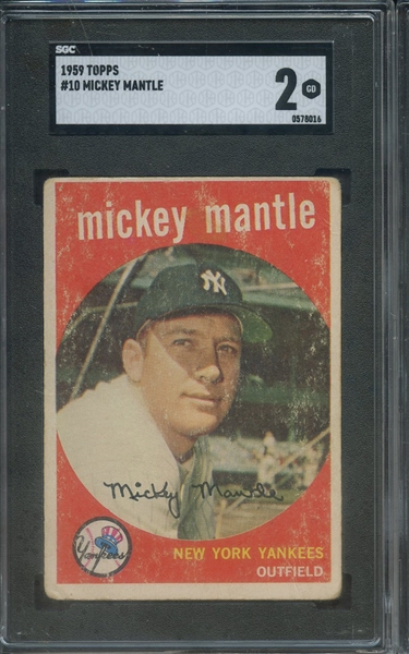 1959 TOPPS 10 MICKEY MANTLE SGC GD 2