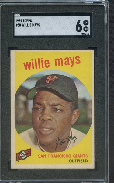1959 TOPPS 50 WILLIE MAYS SGC EX-MT 6