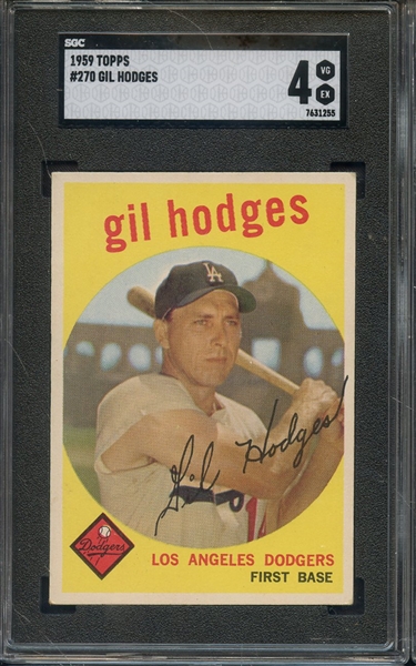 1959 TOPPS 270 GIL HODGES SGC VG-EX 4