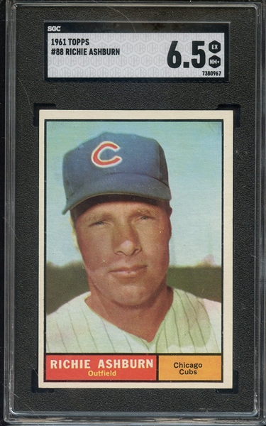 1961 TOPPS 88 RICHIE ASHBURN SGC EX-MT+ 6.5