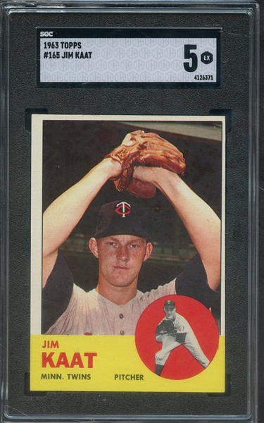 1963 TOPPS 165 JIM KAAT SGC EX 5
