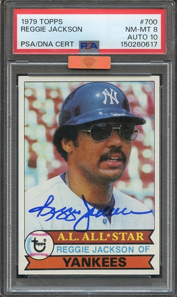 1979 TOPPS 700 SIGNED REGGIE JACKSON PSA NM-MT 8 PSA/DNA AUTO 10 MBA BRONZE