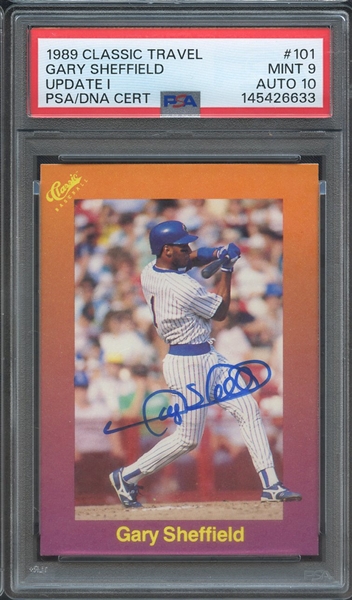 1989 CLASSIC TRAVEL UPDATE 101 SIGNED GARY SHEFFIELD PSA MINT 9 PSA/DNA AUTO 10