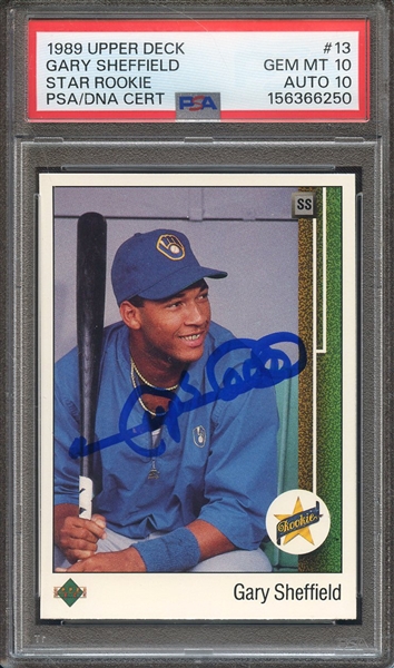 1989 UPPER DECK 13 SIGNED GARY SHEFFIELD PSA GEM MT 10 PSA/DNA AUTO 10