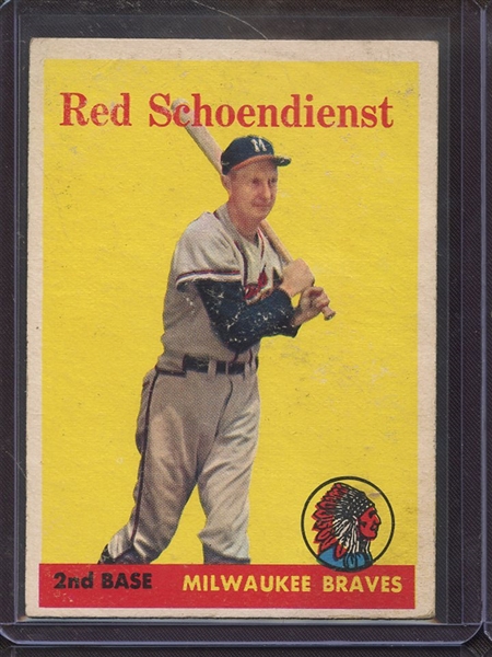 1958 TOPPS 190 RED SCHOENDIENST POOR