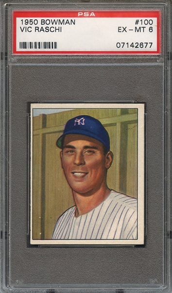 1950 BOWMAN 100 VIC RASCHI  PSA EX-MT 6