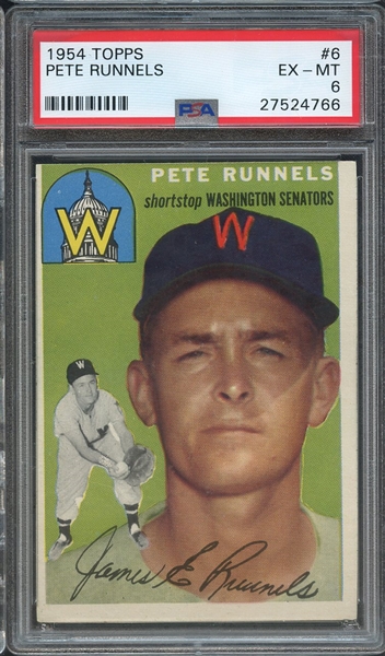 1954 TOPPS 6 PETE RUNNELS  PSA EX-MT 6