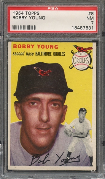 1954 TOPPS 8 BOBBY YOUNG  PSA NM 7