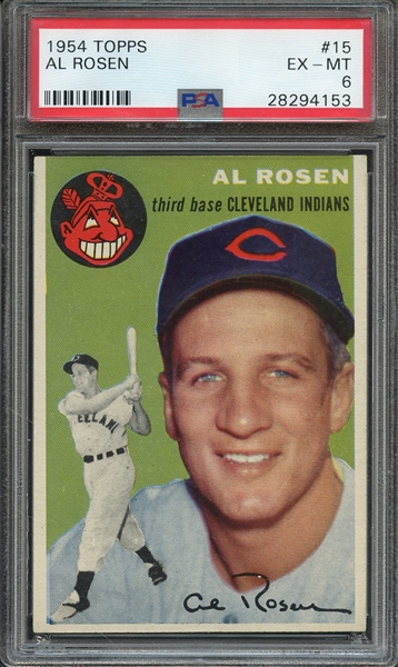 1954 TOPPS 15 AL ROSEN  PSA EX-MT 6
