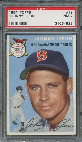1954 TOPPS 19 JOHNNY LIPON  PSA NM 7