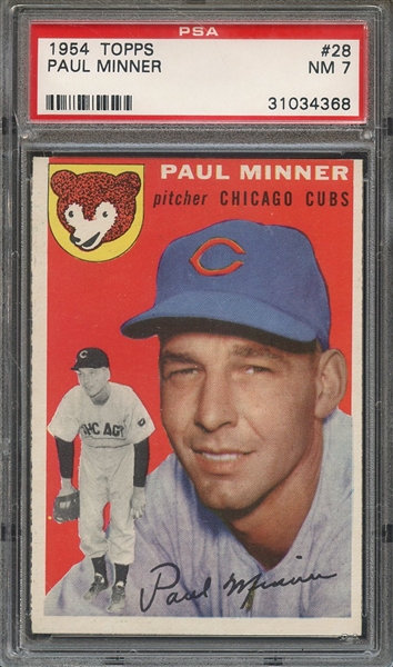 1954 TOPPS 28 PAUL MINNER  PSA NM 7