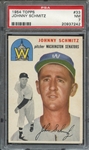 1954 TOPPS 33 JOHNNY SCHMITZ  PSA NM 7