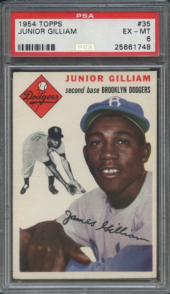 1954 TOPPS 35 JUNIOR GILLIAM  PSA EX-MT 6