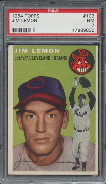1954 TOPPS 103 JIM LEMON  PSA NM 7