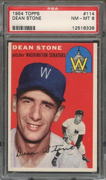 1954 TOPPS 114 DEAN STONE  PSA NM-MT 8