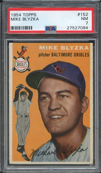 1954 TOPPS 152 MIKE BLYZKA  PSA NM 7