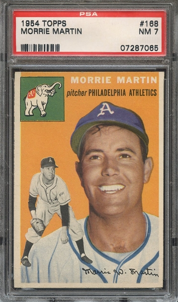 1954 TOPPS 168 MORRIE MARTIN  PSA NM 7