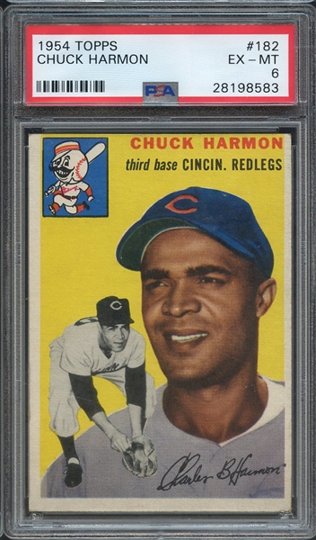 1954 TOPPS 182 CHUCK HARMON  PSA EX-MT 6