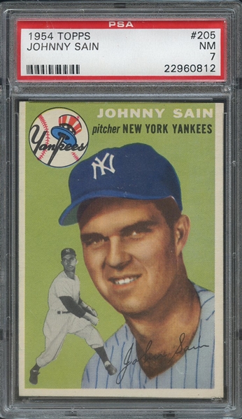 1954 TOPPS 205 JOHNNY SAIN  PSA NM 7