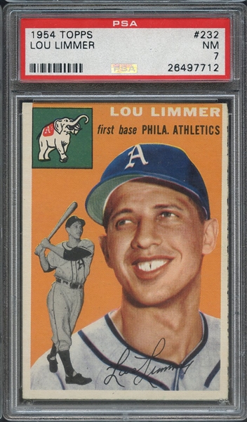 1954 TOPPS 232 LOU LIMMER  PSA NM 7