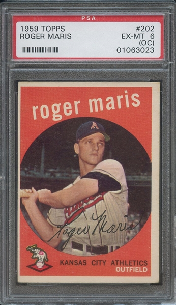 1959 TOPPS 202 ROGER MARIS  PSA EX-MT 6 (OC)