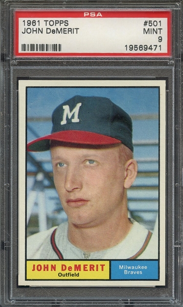 1961 TOPPS 501 JOHN DeMERIT  PSA MINT 9