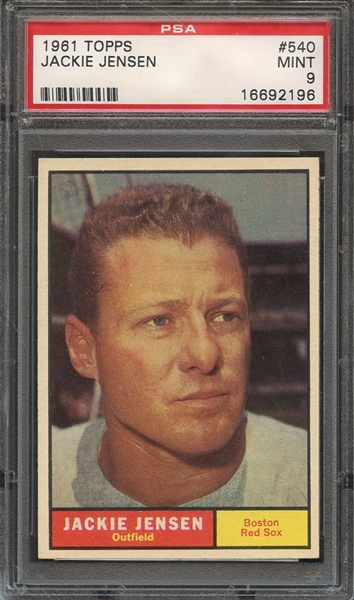1961 TOPPS 540 JACKIE JENSEN  PSA MINT 9