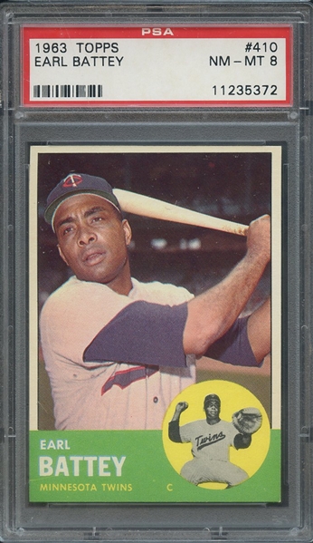 1963 TOPPS 410 EARL BATTEY  PSA NM-MT 8