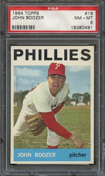 1964 TOPPS 16 JOHN BOOZER  PSA NM-MT 8