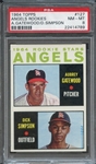 1964 TOPPS 127 ANGELS ROOKIES A.GATEWOOD/D.SIMPSON PSA NM-MT 8