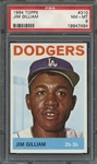 1964 TOPPS 310 JIM GILLIAM  PSA NM-MT 8