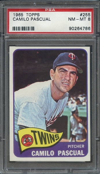 1965 TOPPS 255 CAMILO PASCUAL  PSA NM-MT 8