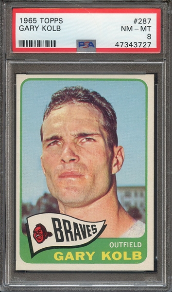 1965 TOPPS 287 GARY KOLB  PSA NM-MT 8