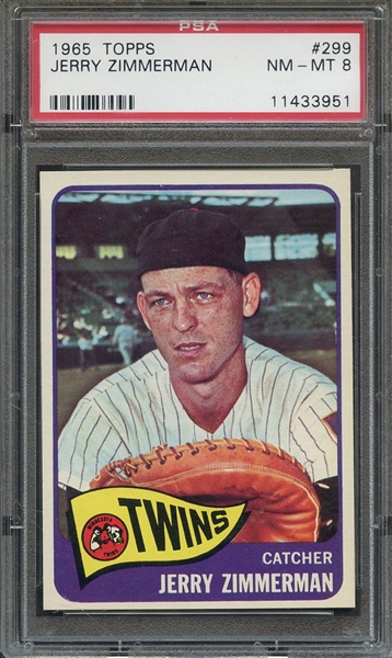 1965 TOPPS 299 JERRY ZIMMERMAN  PSA NM-MT 8