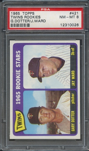 1965 TOPPS 421 TWINS ROOKIES G.DOTTER/J.WARD PSA NM-MT 8