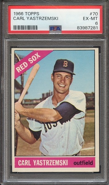 1966 TOPPS 70 CARL YASTRZEMSKI  PSA EX-MT 6