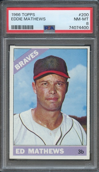 1966 TOPPS 200 EDDIE MATHEWS  PSA NM-MT 8