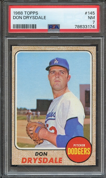 1968 TOPPS 145 DON DRYSDALE  PSA NM 7