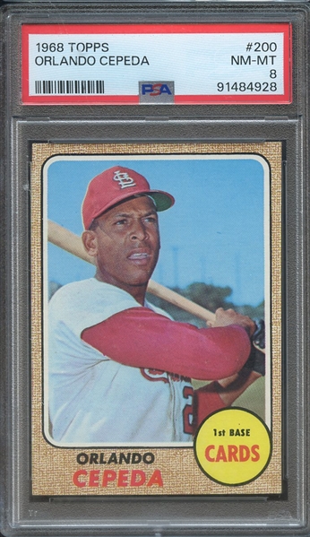1968 TOPPS 200 ORLANDO CEPEDA  PSA NM-MT 8