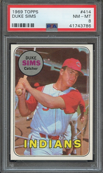 1969 TOPPS 414 DUKE SIMS  PSA NM-MT 8