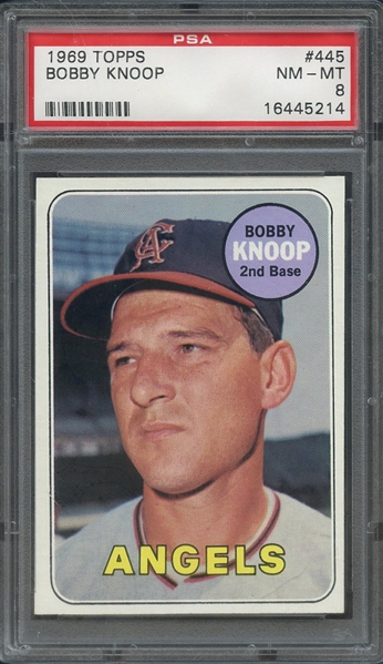 1969 TOPPS 445 BOBBY KNOOP  PSA NM-MT 8