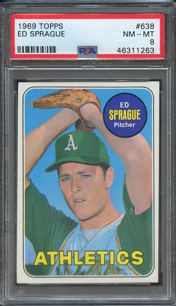 1969 TOPPS 638 ED SPRAGUE  PSA NM-MT 8