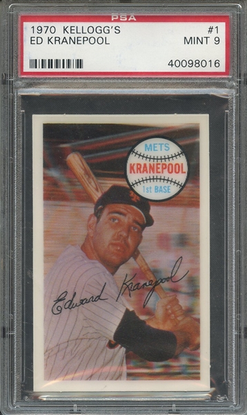 1970 KELLOGGS 1 ED KRANEPOOL  PSA MINT 9